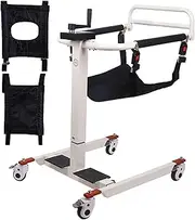 Wheelchair Patient Lift Transfer Chair for Home, Portable Transport Shower Chair Bedside Commode Bathroom Wheelchair W/Soft Cushion for Seniors Disabled Elderly