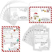Whaline 25 Sets Color Your Own Letter to Santa with Envelopes Christmas Stripe Border Coloring Writing Paper Xmas DIY Coloring Writing Party Favors for School Family Crafts, 5 x 7 Inch
