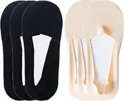 [Mmgoqqt] Boat Socks, Women No Show Socks Ultra Low Cut Liner Socks Non Slip Invisible Socks for Loafer Boat Flats 6 Pairs, Black, One size