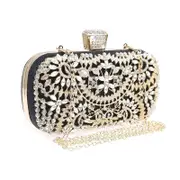 Nevenka Womens Sparkly Crystal Clutch Bag Bridal Purse Evening Handbag-Black