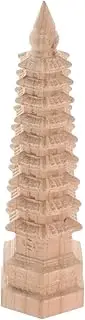 HOOTNEE Antique Style Tower Oud Wood Carving Mini Ornament Zen Decor Feng Shui Collectible Statue
