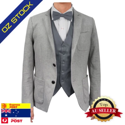 Dan Smith DGEE0003 Dark Grey Waistcoat Microfiber Business Dress Vest Bow Tie