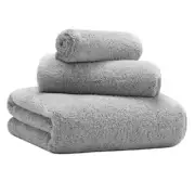New Microfiber Bath Towel Set, 3 Piece, Oversize, Quick Dry, Lint Free, Grey