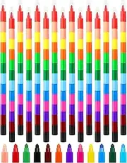 15 Pcs Stacking Crayons 12 Colors Buildable Crayons Set Colorful Drawing Crayons,Stackable Painting Colored Pencils Party Favors DIY Rainbow Pencils for School Office Birthday Party