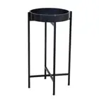 13 in. Black High Round Top Wood Tray Side End Table