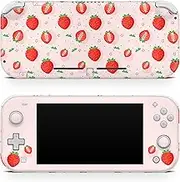 TACKY DESIGN Cute Strawberry Skin Compatible with Nintendo Switch lite Skin, Pastel Pink Color Switch lite Cover Vinyl 3m Decal Kawaii Full wrap Switch lite Accessories