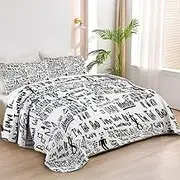 Allenjoy Twin Size Dark Pop Muse Quilt Bedspreads Wavy Soundscapes Bed Set Bedding Coverlet Fabric Washable with 1 Pillow Sham SC00118-007