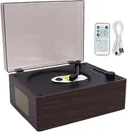 Oreilet Suitcase CD Player, Portable Retro Stereo Speaker with Remote Control, USB Flash Drive, 3.5mm AUX Port, Type C Interface, 3600mAh Battery (Walnut Color)