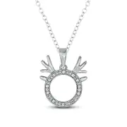 0.05 CT. T.W. Natural Diamond Circle Outline with Antlers Pendant in Sterling Silver
