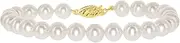 [Blue Ocean Pearls] 14K Yellow & White Gold AAAA Freshwater Cultured Pearl Bridal Silk-Knotted Strand Bracelet with Fishhook Clasp - Choice of Length & Pearl Size