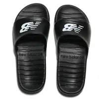 在飛比找PChome24h購物優惠-NEW BALANCE 拖鞋 黑白LOGO 經典款 防水 運
