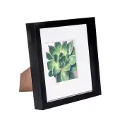 8 x 8 3D Box Frame Photo Picture Deep Display Shadow with 4 x 4 Mount Black