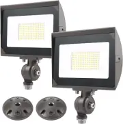 80W Outdoor LED Flood Light with 1/2" Knuckle Mount (Plate Included), 5000K Dayl
