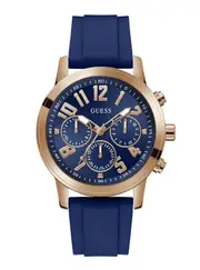 GUESS Gold Parker Navy Blue Silicone Watch