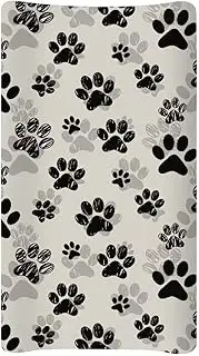 Mintulipy Dog Paw Changing Pad Cover for Boys Girls Lovely Print Soft Unisex Diaper Change Table Sheets Fit 32"x16" Contoured Pad Comfy Cozy Cradle Sheets Non-Slip