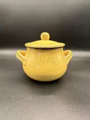 Fall New De Silva Lidded Pot /Terra Cotta Sauce Pot/ Mustard Yellow/ Italy 6”H