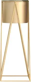 SOGA 70cm Gold Metal Plant Stand with Gold Flower Pot Holder Corner Shelving Rack Indoor Display