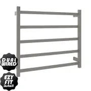 EZY FIT Heated Towel Rail - Flat Tube - Dual Wired - (W750mm x H700mm) - Polished SS