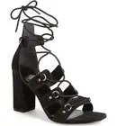 NIB SAINT LAURENT BABIES Eyelet Block Heel Ghillie Lace Up Sandal EUR 39.5 BLACK
