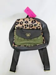 Betsey Johnson Velvet Cheetah Print Quilted Olive Green Mini Backpack Purse NEW