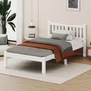ALFORDSON Wooden Bed Frame Solid Pine Timber Base White - King Single Size