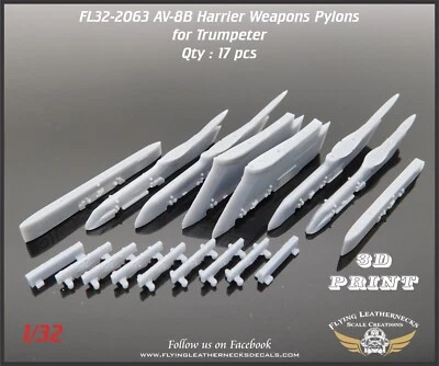 1/32 Flying Leathernecks FL32-2063 AV-8B Harrier Corrected wing pylons