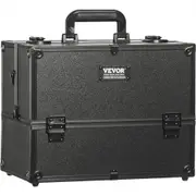 VEVOR Makeup Train Case 370MM Large Portable Cosmetic Case, 6 Tier Trays Professional Makeup Storage Organizer Box Make Up Carrier with Handle And Str