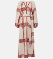 [Johanna Ortiz] Johanna Ortiz Printed cotton midi dress AU 12 red