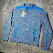 Chubbies Pullover Mens Medium Blue The Spade Quilted Quarter Zip Floral AOP NWT