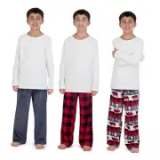 3-Pack Boys Pajama Pants - Soft Micro Fleece PJ Bottoms 18-20 Red Bear Plaid