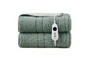 Dreamaker Reversible Sherpa & Coral Fleece Heated Throw Olive & Sage 180 x 200cm