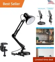 Metal Desk Lamp - Swing Arm, Adjustable Gooseneck, Clip Desk Light - Sturdy