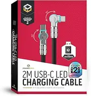 Powerwave 2M USB-C LED Charging Cable with Adjustable Head & USB-A Adapter for Nintendo Switch 2