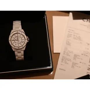 CF店二手chanel 小香 J12 石英女錶 帶鑽 腕錶 手錶 白陶瓷