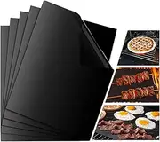 UNIVERSESTAR Grilling Mats for Outdoor Grill Set of 5, Non-Stick Heavy Duty BBQ Mats - Reusable, Easy to Clean Baking Matte for Gas Charcoal Electric Barbecue (15.75” X 13”, Black)