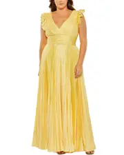 Mac Duggal Plus Flutter Sleeve Pleated A-Line Dress