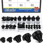 Glarks 70pcs 3.7/4.2/5.7/6.5/7.5mm Silicone Plugs, Black Silicone Tube Waterproof Plug, Silicone Round Snap in Locking Hole Plug for Kitchen Bulkheads Waterproof Sealing Plugs