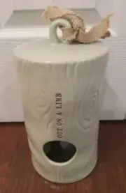 NEW Rae Dunn For Magenta Woodgrain Log Birdhouse OUT ON A LIMB 9” Sage Green