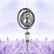 Tree of Life Wind Hanging Spinners 3D Metal Spiral Wind Spinner with Gazing Ball