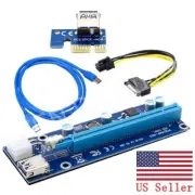 PCI-E Express USB3.0 1x To 16x Extender Riser Card SATA 6Pin Cable US Stock