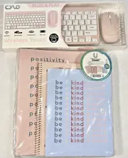 CYLO Plug & Play Wireless Mouse and Keyboard Pink & Ustyle Binder Notebook Set