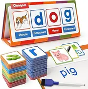 Coogam CVC Word Builder, Magnetic Desktop Pocket Chart CVC Word Reading and Spelling Toy, Montessori Educational Phonics Games Toy Gift School Supplies for 3 4 5 Year Old