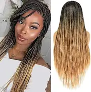 26 Inch Ombre Long Synthetic Wigs Braided Wigs For Black Women Braided Wig Fake Scalp Heat Resistant Braids Hair