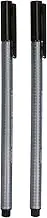 STAEDTLER Triplus 0.3mm Fineliner 2 Pack, Black, 334-9 BK2D, Ergonomic Triangular Shape, DRY SAFE, Water-Based Ink, Washes Easily Out Of Most Textiles, PP Barrel Guarantees Long Service Life
