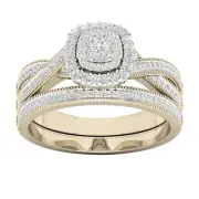 10k Yellow Gold Round Cut 0.5Ct Diamond Bridal Set Ring Size 8 Clarity I2