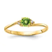 14K Yellow Gold 4mm Peridot A Real Diamond ring