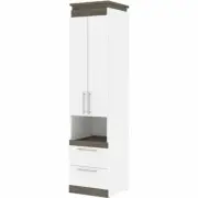 Pemberly Row 20" Storage Cabinet with Pull-Out Shelf in White and Walnut Gray