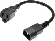 Toptekits C14 to 5-15R Power Cord, IEC320 C14 to NEMA 5-15R Power Extension Cable, PDU/UPS 18AWG Standard Computer Power Adapter Cord NEMA 5-15R to IEC320 C14(C14 to 5-15R W/Cable 1ft)