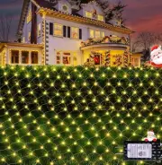 Hezbjiti Christmas Net Lights, 280 LED Mesh Lights 9.8FT x 6.6FT 8 Modes Warm Wh