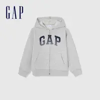 在飛比找momo購物網優惠-【GAP】男童裝 Logo連帽外套-灰色(429331)